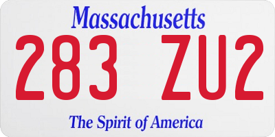 MA license plate 283ZU2
