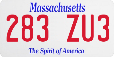 MA license plate 283ZU3