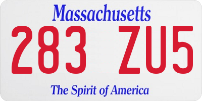 MA license plate 283ZU5