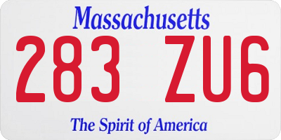 MA license plate 283ZU6