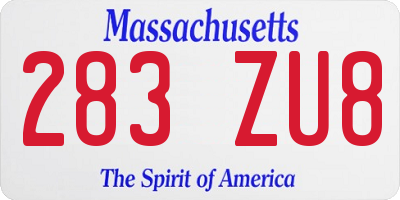 MA license plate 283ZU8