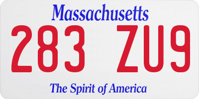 MA license plate 283ZU9