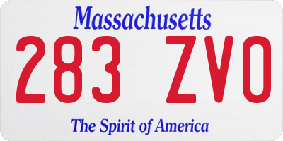 MA license plate 283ZV0