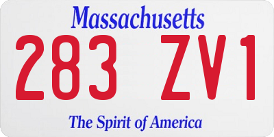 MA license plate 283ZV1