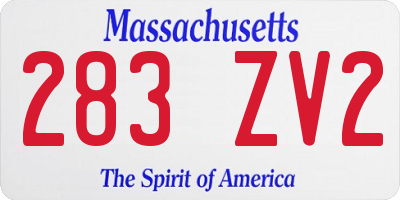MA license plate 283ZV2