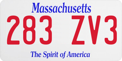 MA license plate 283ZV3