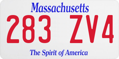 MA license plate 283ZV4