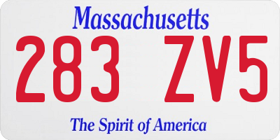 MA license plate 283ZV5