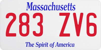 MA license plate 283ZV6
