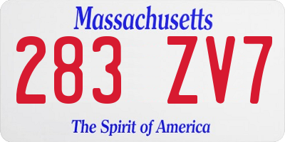 MA license plate 283ZV7
