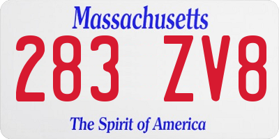 MA license plate 283ZV8