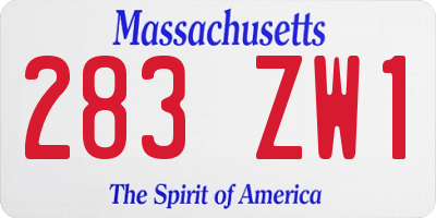 MA license plate 283ZW1