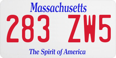 MA license plate 283ZW5
