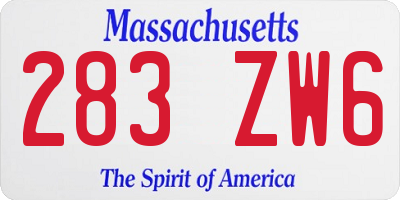MA license plate 283ZW6