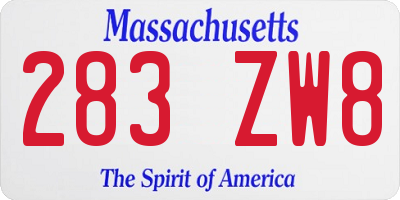 MA license plate 283ZW8