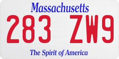 MA license plate 283ZW9