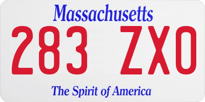 MA license plate 283ZX0