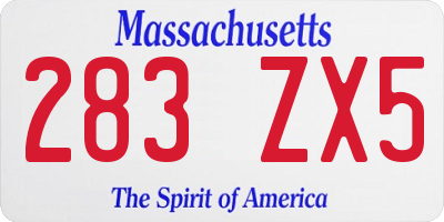 MA license plate 283ZX5