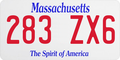 MA license plate 283ZX6