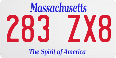 MA license plate 283ZX8
