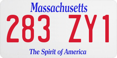 MA license plate 283ZY1