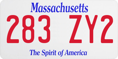 MA license plate 283ZY2