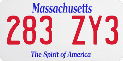 MA license plate 283ZY3