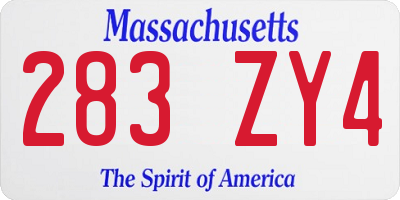 MA license plate 283ZY4
