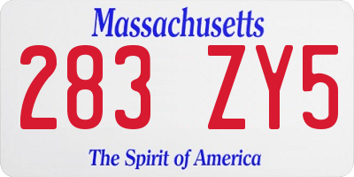 MA license plate 283ZY5