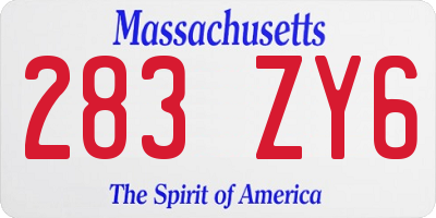 MA license plate 283ZY6
