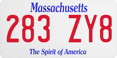 MA license plate 283ZY8