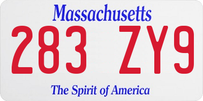MA license plate 283ZY9