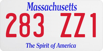 MA license plate 283ZZ1