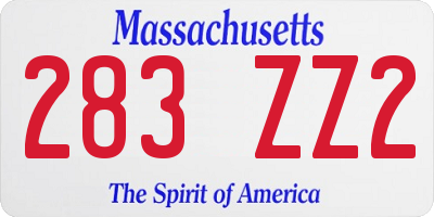 MA license plate 283ZZ2