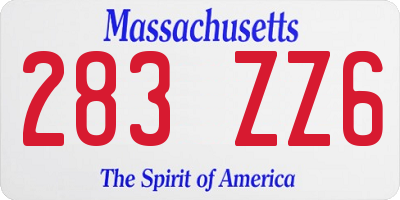 MA license plate 283ZZ6