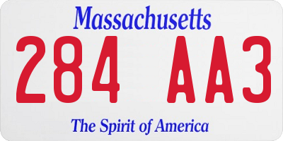 MA license plate 284AA3