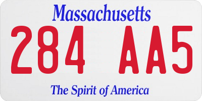 MA license plate 284AA5