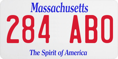 MA license plate 284AB0