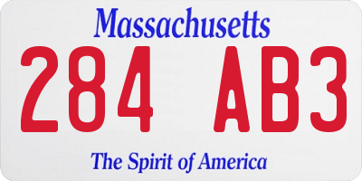 MA license plate 284AB3