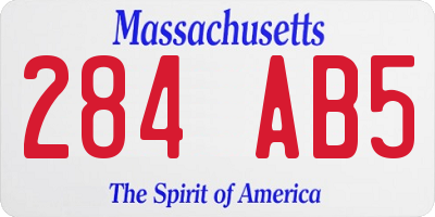 MA license plate 284AB5