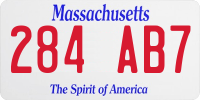 MA license plate 284AB7