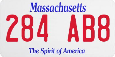 MA license plate 284AB8