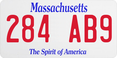MA license plate 284AB9