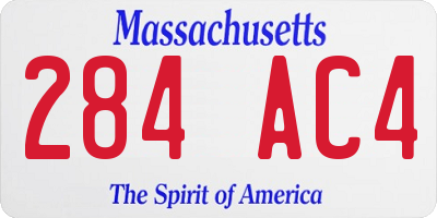 MA license plate 284AC4