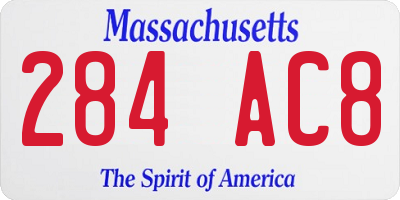 MA license plate 284AC8