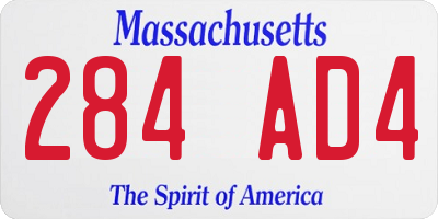 MA license plate 284AD4