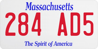 MA license plate 284AD5