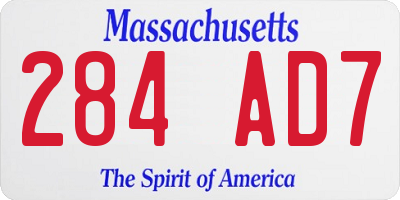 MA license plate 284AD7