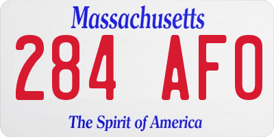 MA license plate 284AF0