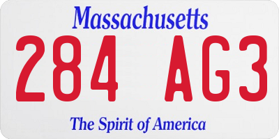 MA license plate 284AG3